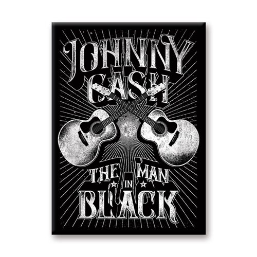 Johnny Cash The Man In Black White Guitar Flat Magnet