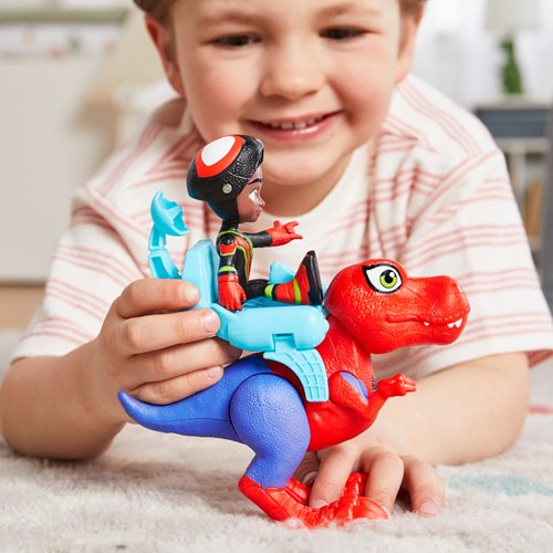 Spidey and His Amazing Friends Dino-Webs Spidey-Rex & Miles Spin Morales Figures