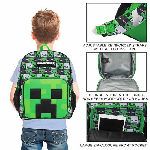 Minecraft Creeper Youth Backpack Set