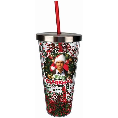 Christmas Vacation Merry Clarkmas Glitter 20 oz. Acrylic Cup with Straw