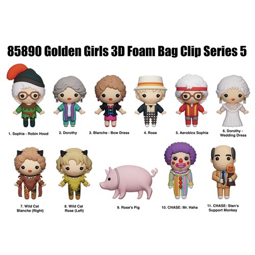 Golden Girls Series 5 3D Foam Bag Clip Random 6-Pack
