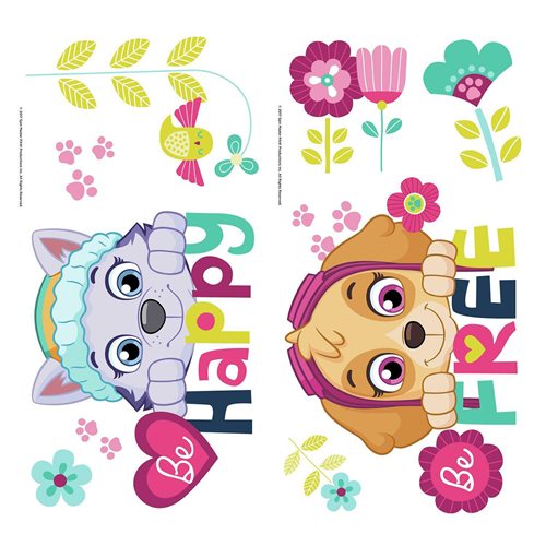 Paw Patrol Skye and Everest Be Happy Quote Peel and Stick Wall Decals
