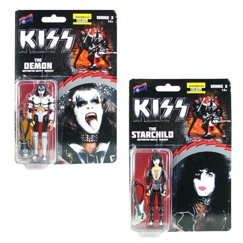 KISS Destroyer The Demon with Fire and The Starchild with Firehouse Black Hat 3 3/4-Inch Action Figu