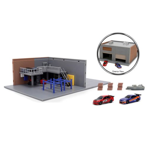 Fast and the Furious Han's Garage Nano Hollywood Rides Nano Scene Diorama with Vehicles