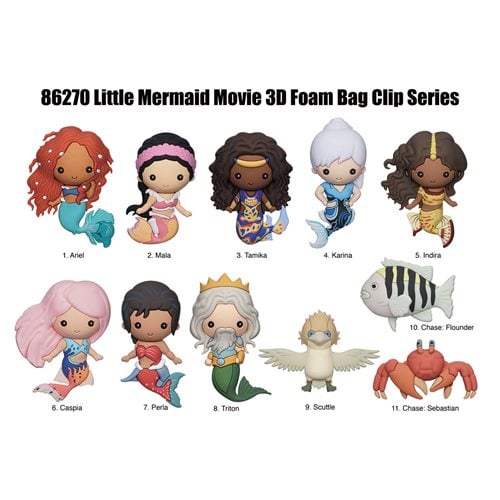 The Little Mermaid Live Action 3D Foam Bag Clip Random 6-Pack