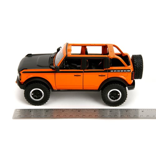 Just Trucks 2021 Ford Bronco Orange 1:24 Scale Die-Cast Metal Vehicle with Tire Rack