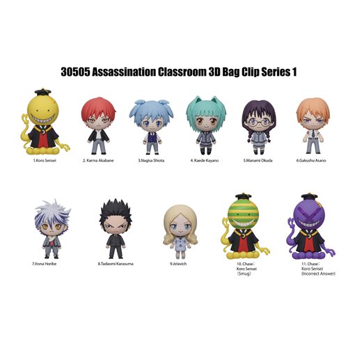 Assassination Classroom 3D Foam Bag Clip Random 6-Pack