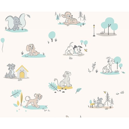 Disney Baby Animals Teal Peel and Stick Wallpaper