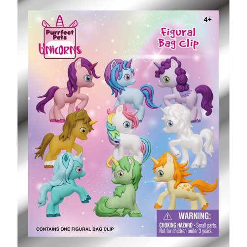 Unicorns 3D Foam Bag Clip Display Case of 24