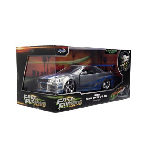 Fast and the Furious 25th Anniversary Brian's Nissan Skyline GT-R R34 1:24 Scale Die-Cast Metal Vehi