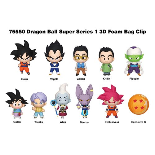 Dragon Ball Super 3D Foam Bag Clip Random 6-Pack