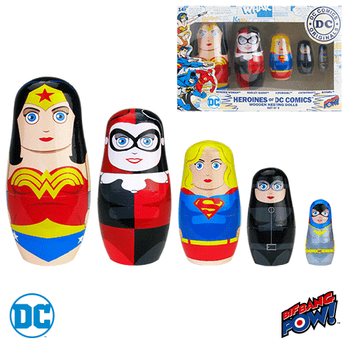 Comics Story Wonder Woman Red 5 PC Piece Russian Wooden Nesting Doll 4 inch Tall