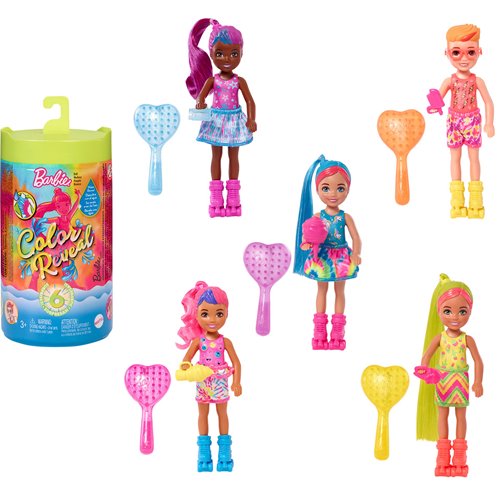 Barbie Chelsea Color Reveal Neon Doll Case of 6