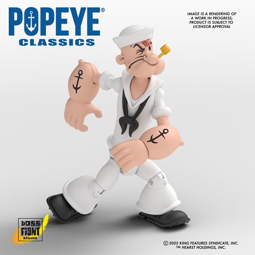 Popeye Classics Wave 2 Popeye White Sailor Suit 1:12 Scale Action Figure