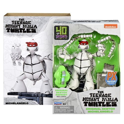 Teenage Mutant Ninja Turtles Michelangelo Black and White Original Sketch Action Figure - Previews E