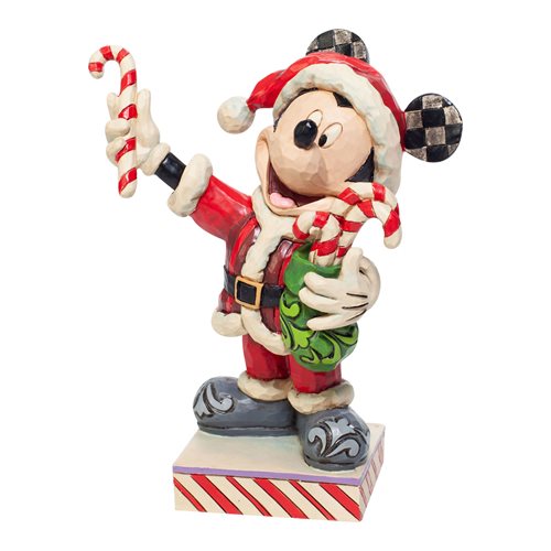 Disney Traditions Santa Mickey Mouse with Candy Canes Statue by Jim Shore