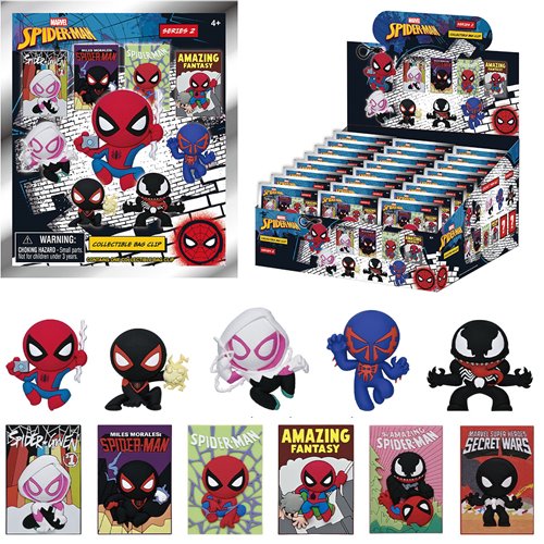 Spider-Man Classic Series 2 3D Foam Bag Clip Display Case of 24