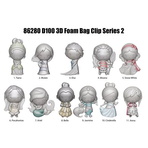 Disney 100 Heroines Series 2 3D Foam Bag Clip Random 6-Pack