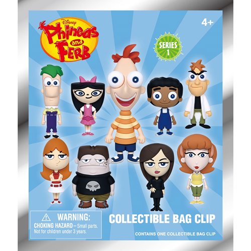 Phineas and Ferb 3D Foam Bag Clip Random 6-Pack