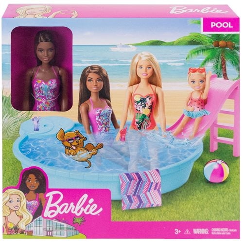 Barbie Doll with Brunette Hair and Pool Playset