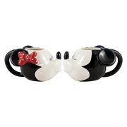 Mickey Mouse and Minnie Kissing Sculpted Ceramic Mug Set