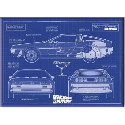 Back To The Future Blueprint Flat Magnet