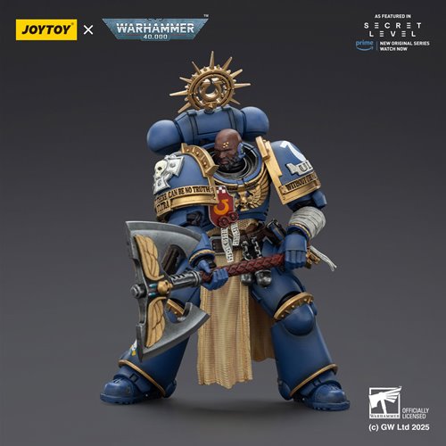 Joy Toy Warhammer 40,000 Ultramarines Metaurus with Power Axe, Stormshield and Plasma Pistol 1:18 Sc