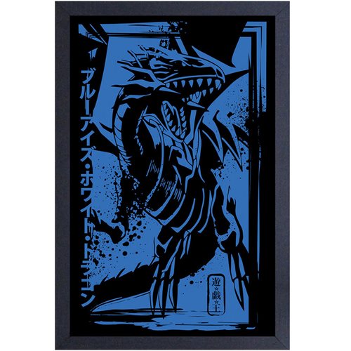 Yu-Gi-Oh Blue-Eyes White Dragon Dark Framed Art Print