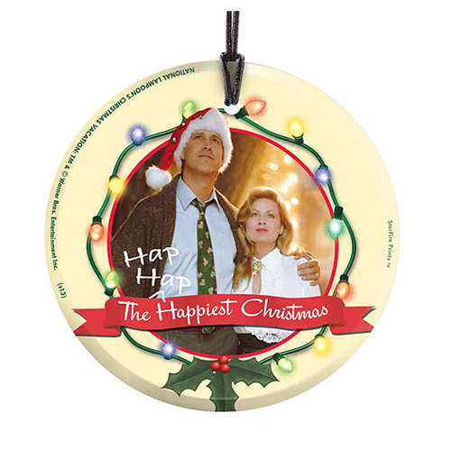 National Lampoons Christmas Vacation Clark and Ellen StarFire Prints Hanging Glass Print