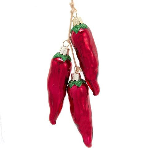 Noble Gems Red Chili Ristra 3 3/4-Inch Glass Ornament