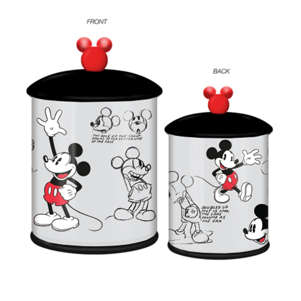 Set of 2 Disney Mickey Mouse Metal Kitchen Canisters 