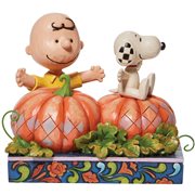 Peanuts Charlie Brown and Snoopy In Pumpkin Patch Pumpkin Treats by Jim Shore Statue