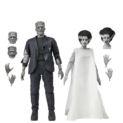 Universal Monsters Bride of Frankenstein 90th Ann. The Monster & His Mate (B&W Version) 7-In Scale A