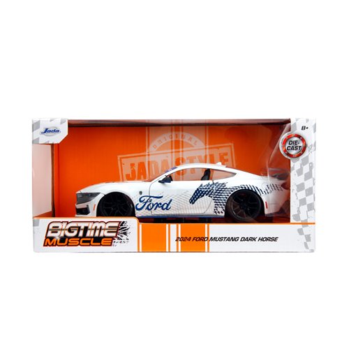 Bigtime Muscle 2024 Ford Mustang Dark Horse Glossy White 1:24 Scale Die-Cast Metal Vehicle
