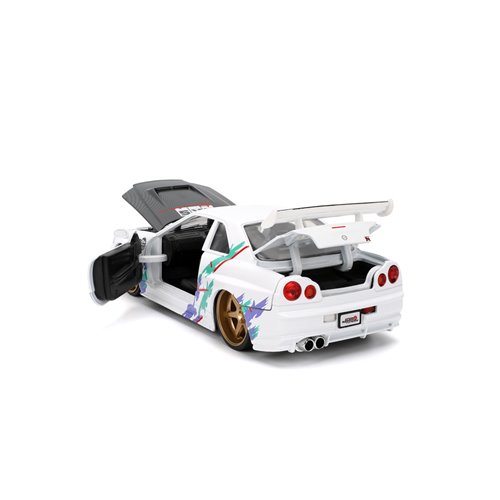 JDM Tuners 2002 Nissan Skyline GT-R R34 Glossy White 1:24 Scale Die-Cast Metal Vehicle