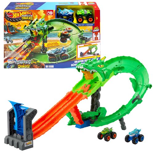Hot Wheels Monster Trucks Sharks vs. Dinos Dragon Demolition Playset