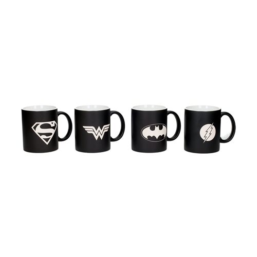DC Universe Justice League Logos Laser Etched Ceramic Mug 4-Pack