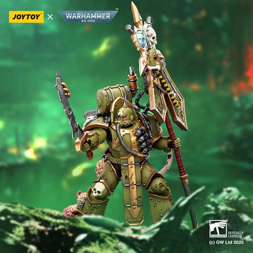 Joy Toy Warhammer 40,000 Death Guard Plague Marine lcon Bearer with Boltgun and Plague Knife 1:18 Sc