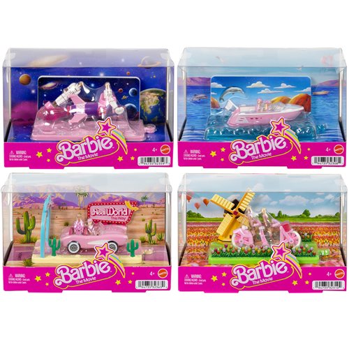 Mini BarbieLand Barbie Movie Doll and Vehicle Playset Case of 4
