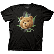 Ted Face with Pot Leaf and Smoke Black T-Shirt