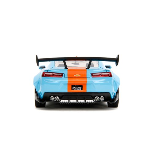 Bigtime Muscle 2016 Chevy Camaro SS Widebody Blue and Orange 1:24 Scale Die-Cast Metal Vehicle