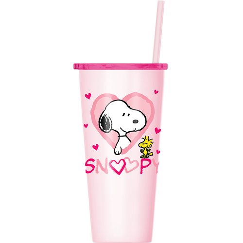 Peanuts Hearts 22 oz. Stainless Steel Tumbler with Straw