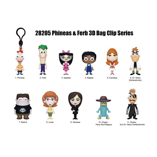 Phineas and Ferb 3D Foam Bag Clip Display Case of 24