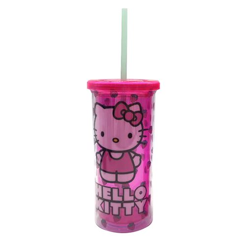 Hello Kitty Strawberry Toss 20oz Plastic Tall Cold Cup with Lid and Straw