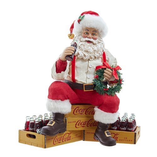 Coca-Cola Santa Sitting on Crates 9-Inch Statue