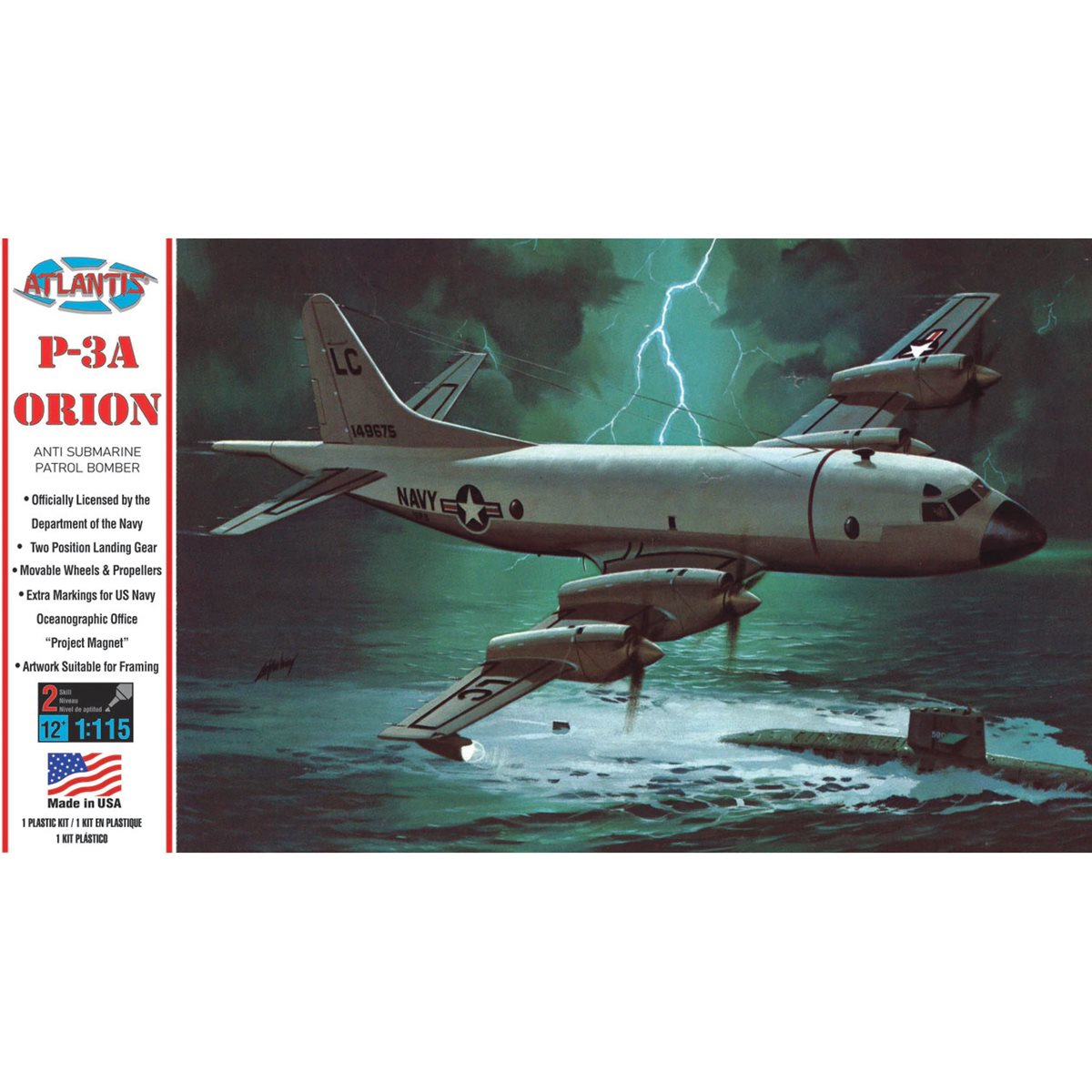US Navy Lockheed P-3A Orion Anti-Submarine Patrol Bomber 1:115 Scale  Plastic Model Kit
