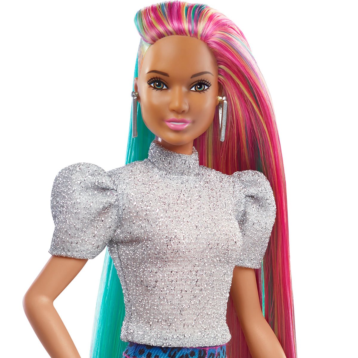 efterligne bro har taget fejl Barbie Leopard Rainbow Color Change Hair Doll with Brown Eyes