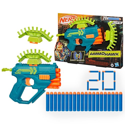 Nerf Rebel Ops Ammohawk Blaster with 20 Nerf Elite Foam Darts & 2 Dartshield Attachments