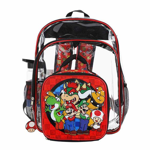 Super Mario Bros. Icons Clear Youth Backpack 5-Piece Set