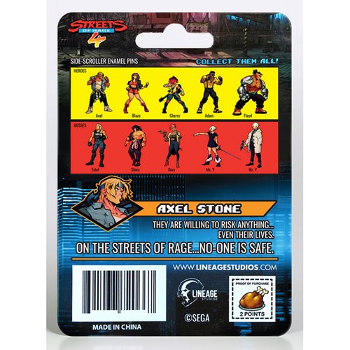 Streets Of Rage 4 Axel Stone Side-Scroller Pin Set